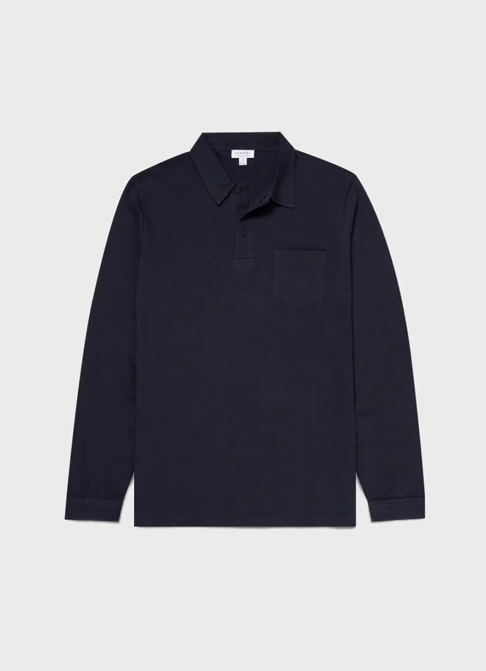 SUNSPEL Polo Shirts Long Sleeve Riviera Polo Shirt Navy 8211 Men