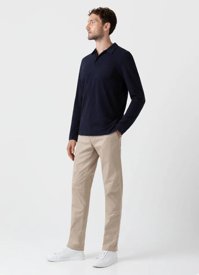 SUNSPEL Polo Shirts Long Sleeve Riviera Polo Shirt Navy 8211 Men