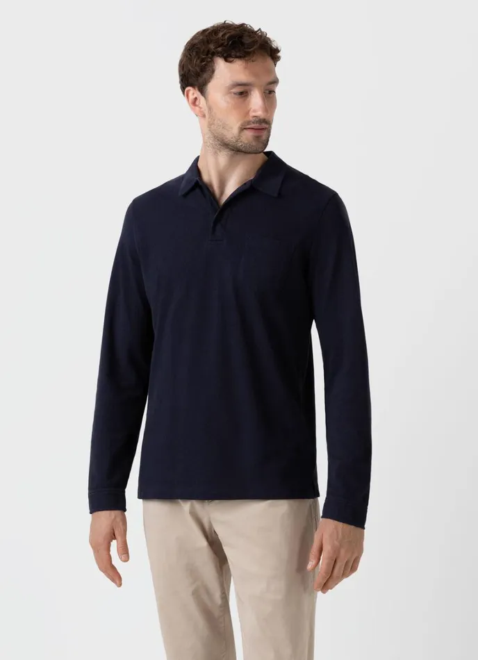 SUNSPEL Polo Shirts Long Sleeve Riviera Polo Shirt Navy 8211 Men