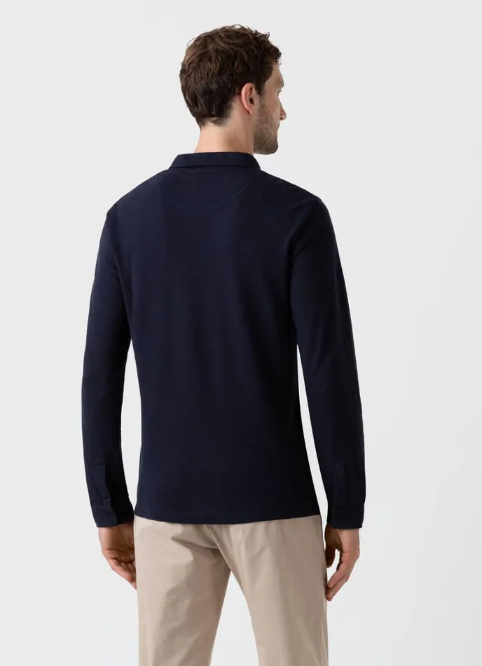 SUNSPEL Polo Shirts Long Sleeve Riviera Polo Shirt Navy 8211 Men