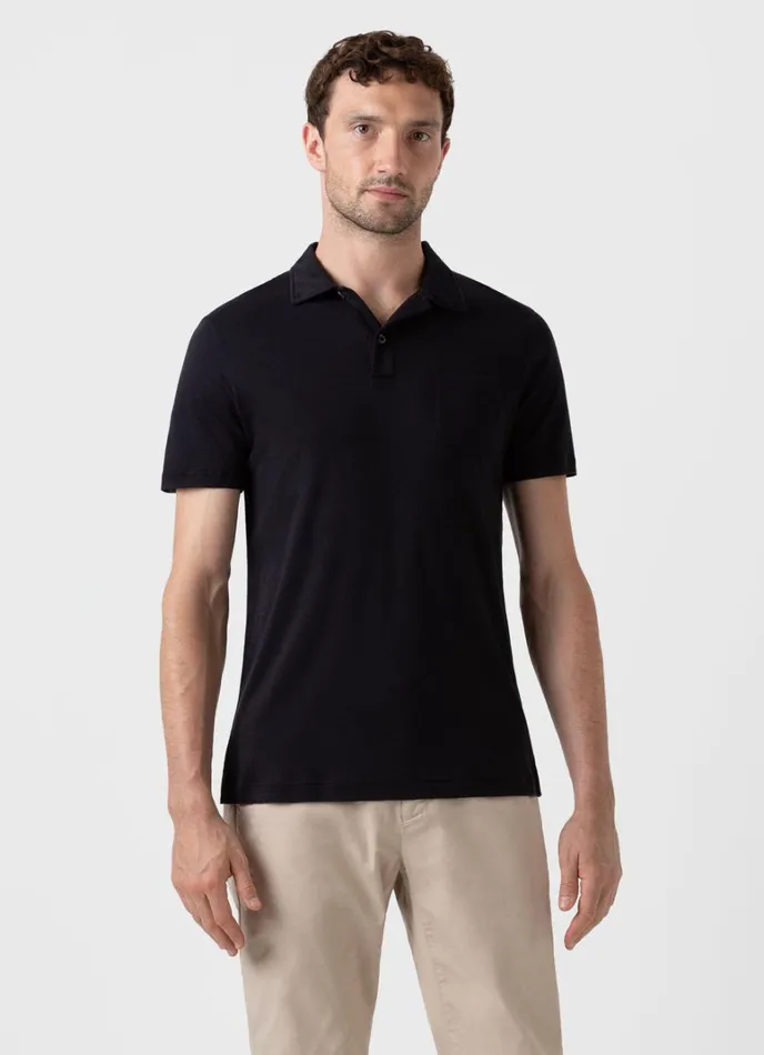 SUNSPEL Polo Shirts Sea Island Cotton Riviera Polo Shirt Black 8211 Men