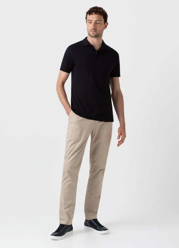 SUNSPEL Polo Shirts Sea Island Cotton Riviera Polo Shirt Black 8211 Men