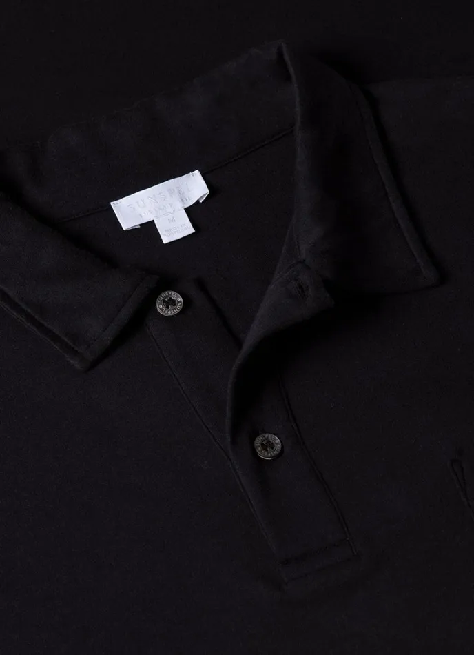 SUNSPEL Polo Shirts Sea Island Cotton Riviera Polo Shirt Black 8211 Men