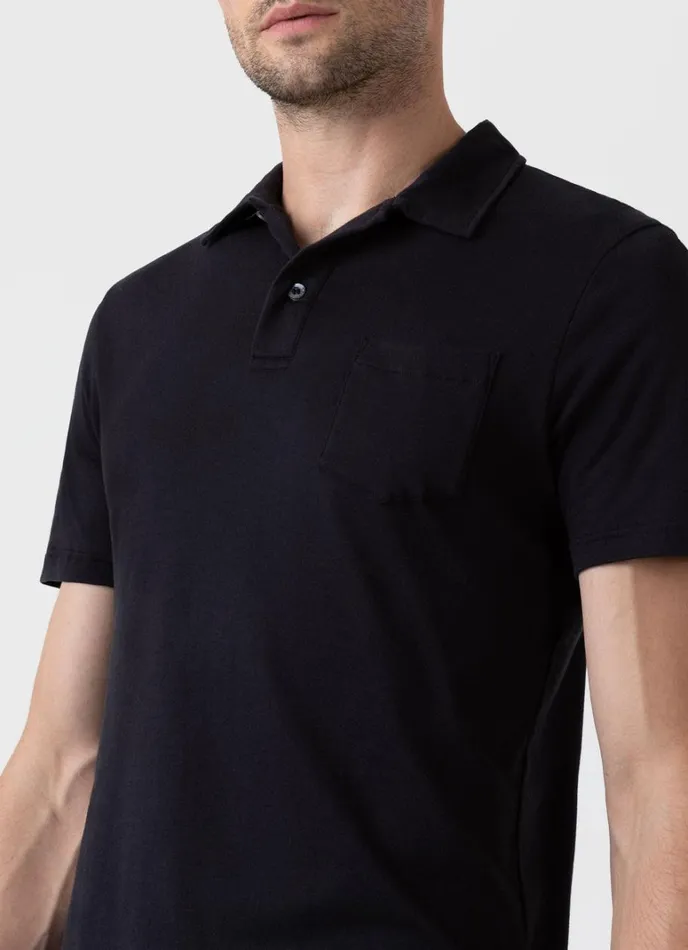SUNSPEL Polo Shirts Sea Island Cotton Riviera Polo Shirt Black 8211 Men