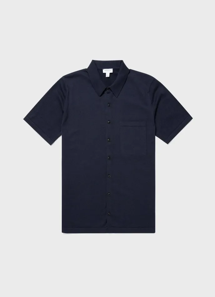 SUNSPEL Shirts Sea Island Cotton Knit Shirt Light Navy 8211 Men