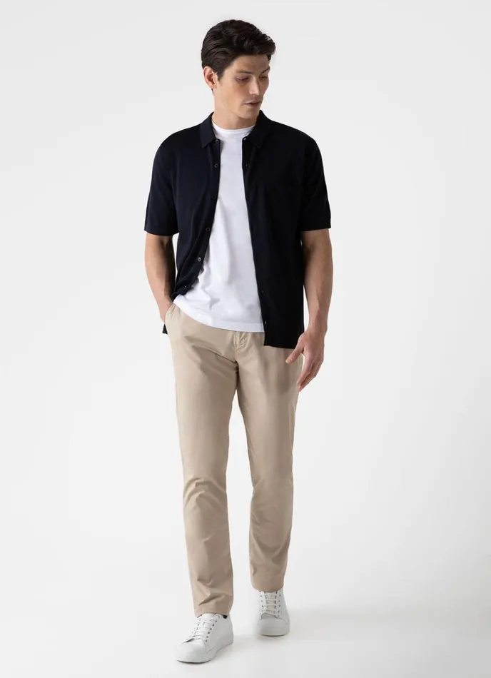 SUNSPEL Shirts Sea Island Cotton Knit Shirt Light Navy 8211 Men