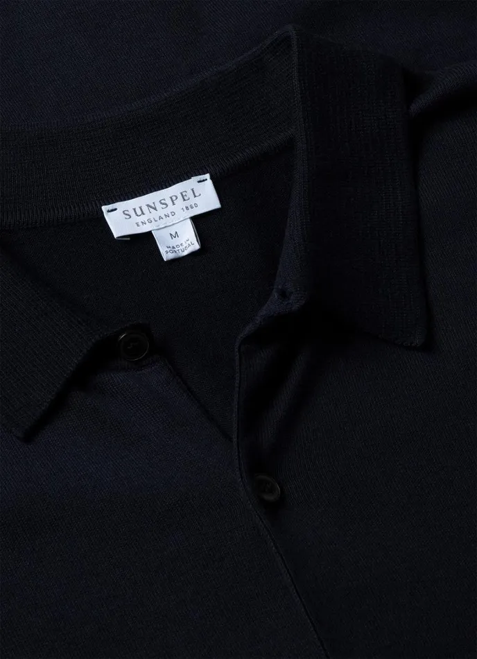 SUNSPEL Shirts Sea Island Cotton Knit Shirt Light Navy 8211 Men