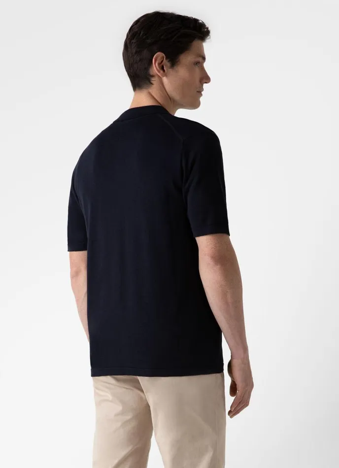 SUNSPEL Shirts Sea Island Cotton Knit Shirt Light Navy 8211 Men
