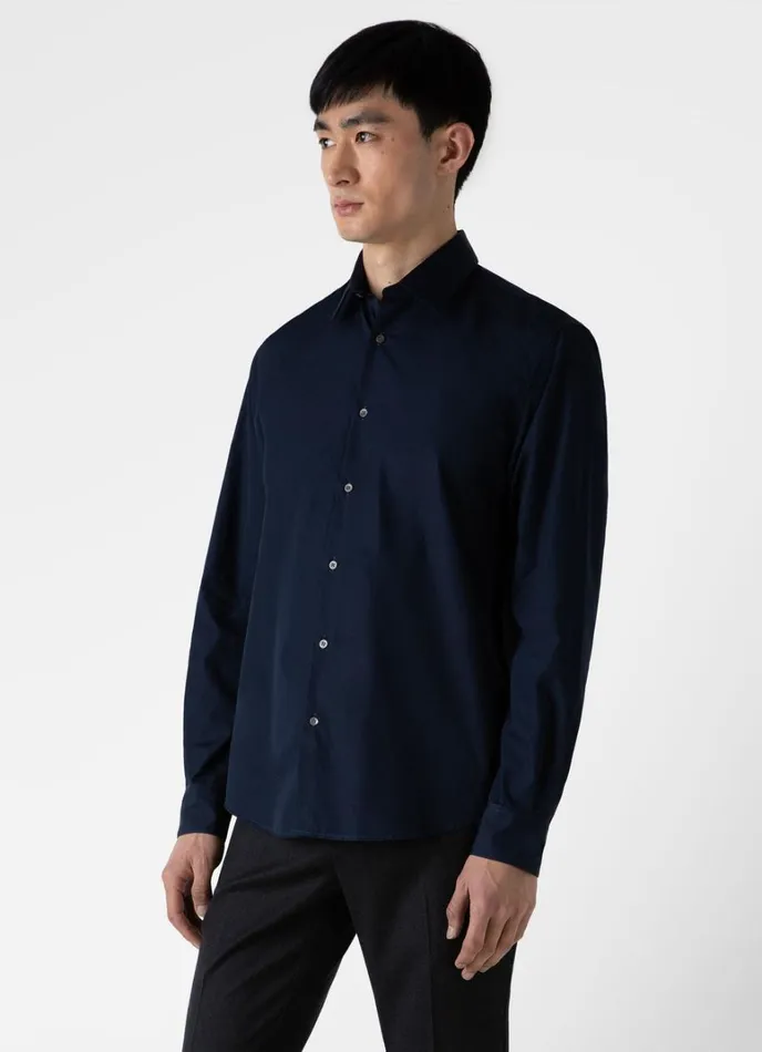 SUNSPEL Shirts Sea Island Cotton Shirt Navy 8211 Men