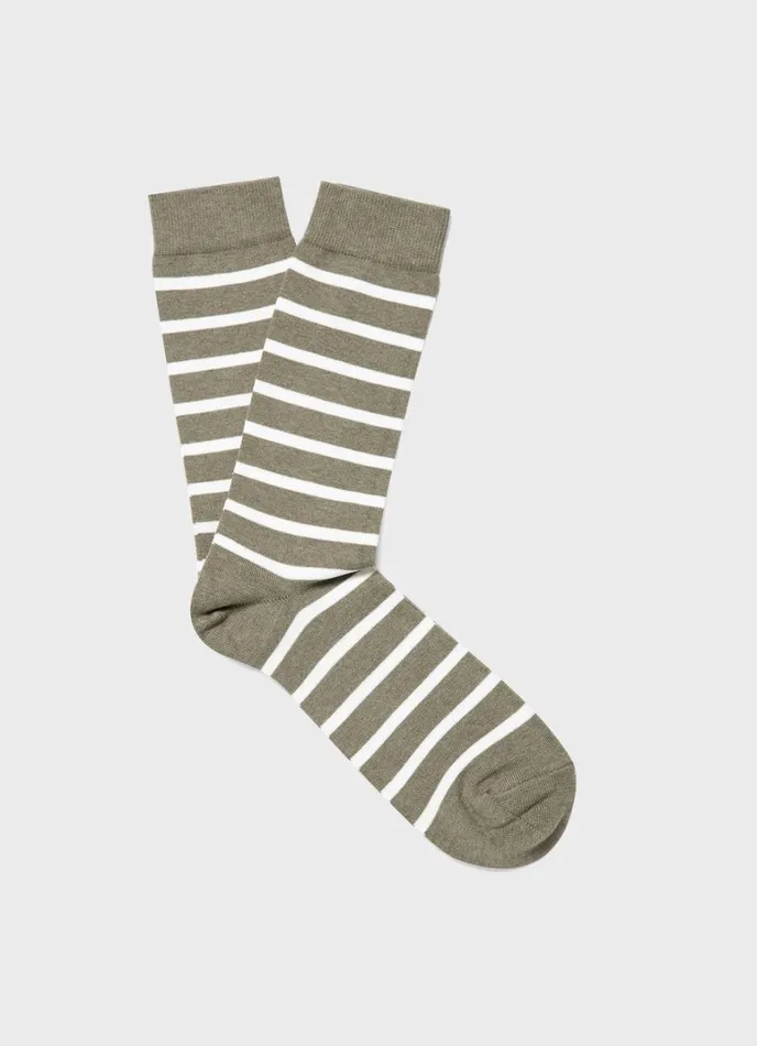 SUNSPEL Socks Cotton Socks Pale Khakiecru Breton Stripe 8211 Men