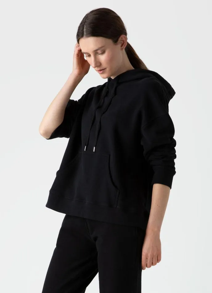 SUNSPEL Sweatshirts and Sweatpants Relaxed Loopback Hoodie Black 8211 Women