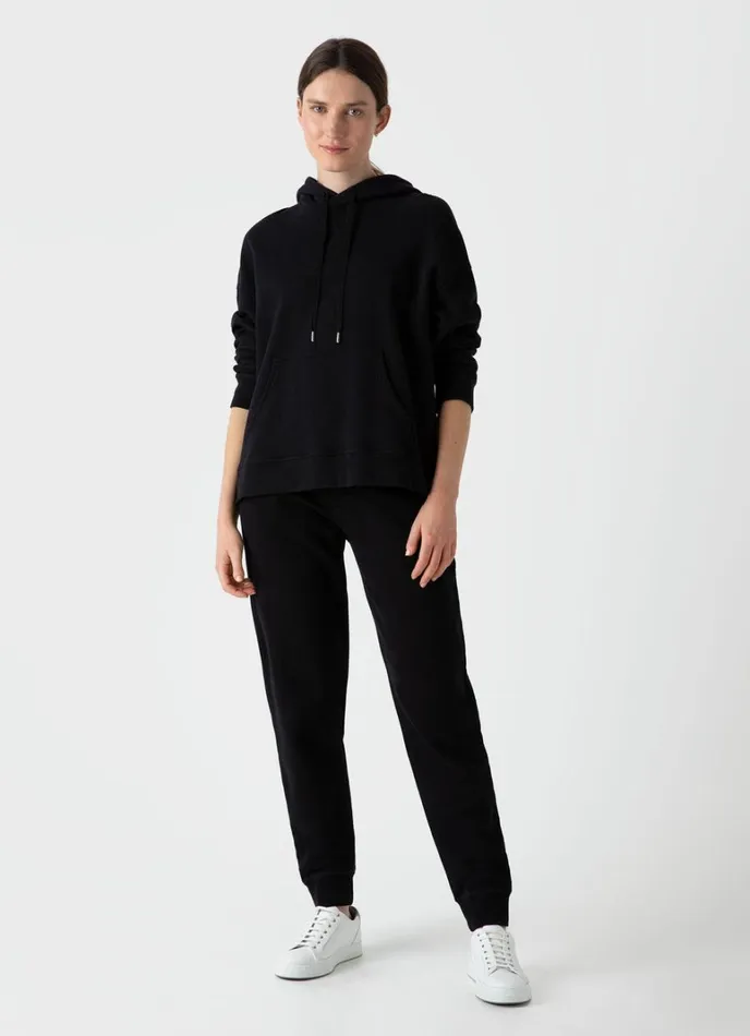 SUNSPEL Sweatshirts and Sweatpants Relaxed Loopback Hoodie Black 8211 Women