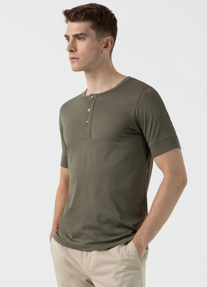SUNSPEL Tshirts Henley Tshirt Khaki 8211 Men