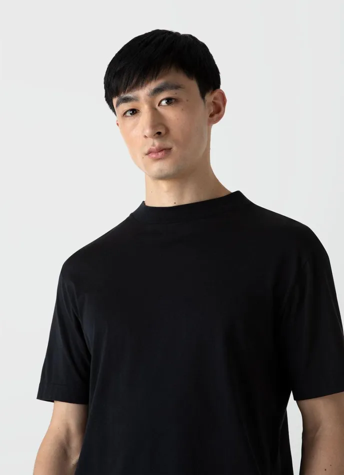 SUNSPEL Tshirts Mock Neck Tshirt Black 8211 Men