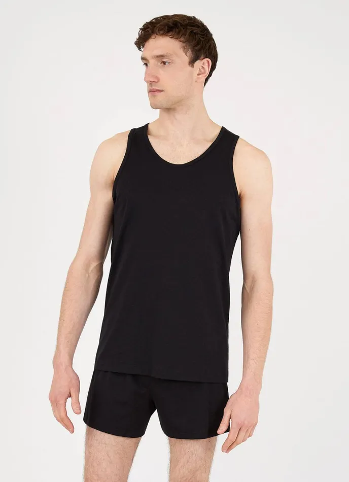 SUNSPEL Underwear Tops Superfine Cotton Underwear Vest Black 8211 Men