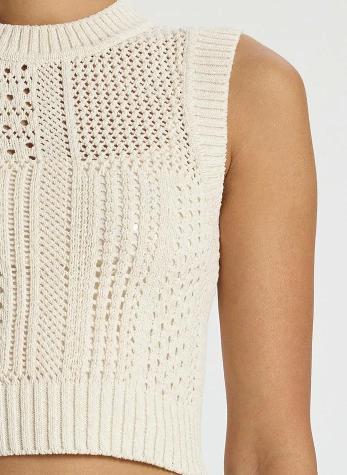 Sweaters Women ALC Sawyer Crochet Top Bonecream Sweaters Women ALC Sawyer Crochet Top Bonecream