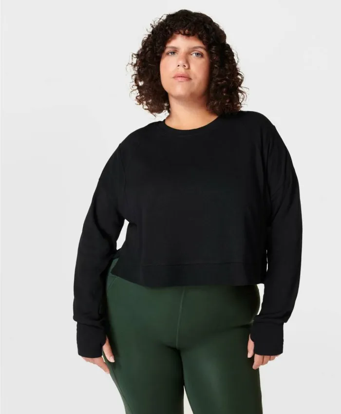 Sweaty Betty After Class Crop Sweatshirt Black Clothing Sweatshirts Hoodies