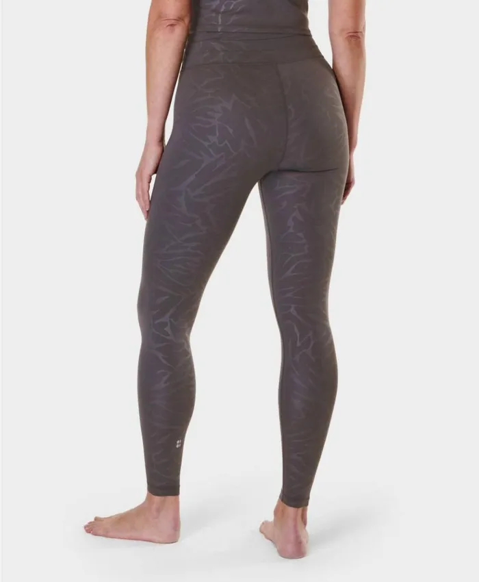 Sweaty Betty All Day Wrap Waist Embossed Leggings Grey Voyage Emboss Print Clothing Full Length