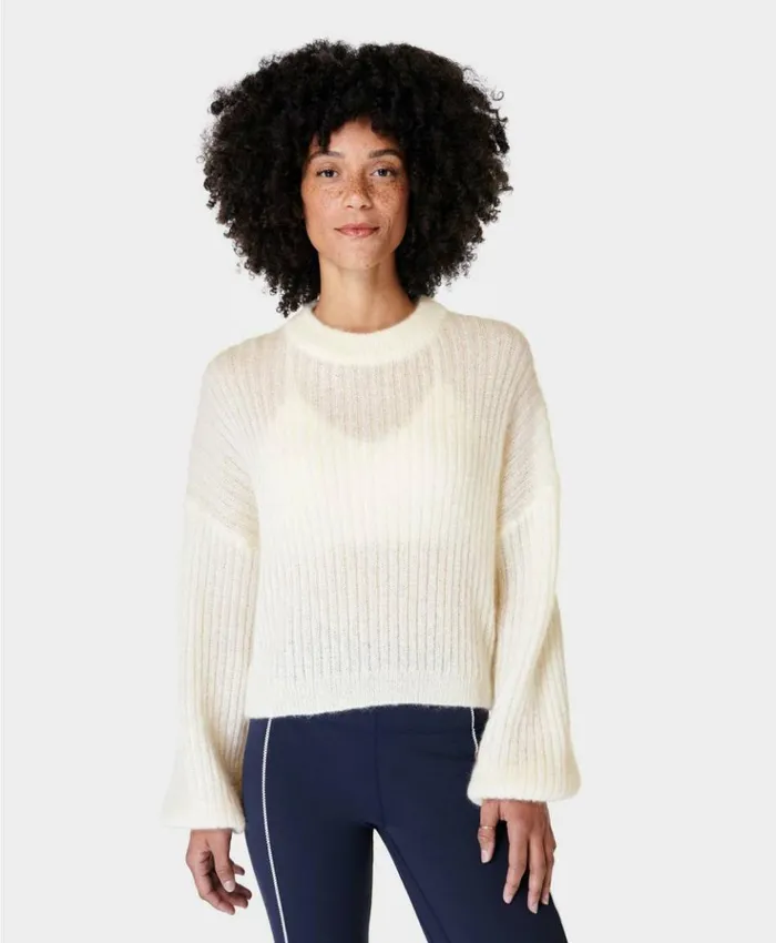 Sweaty Betty Hera Open Back Sweater Lily White Clothing Sweaters
