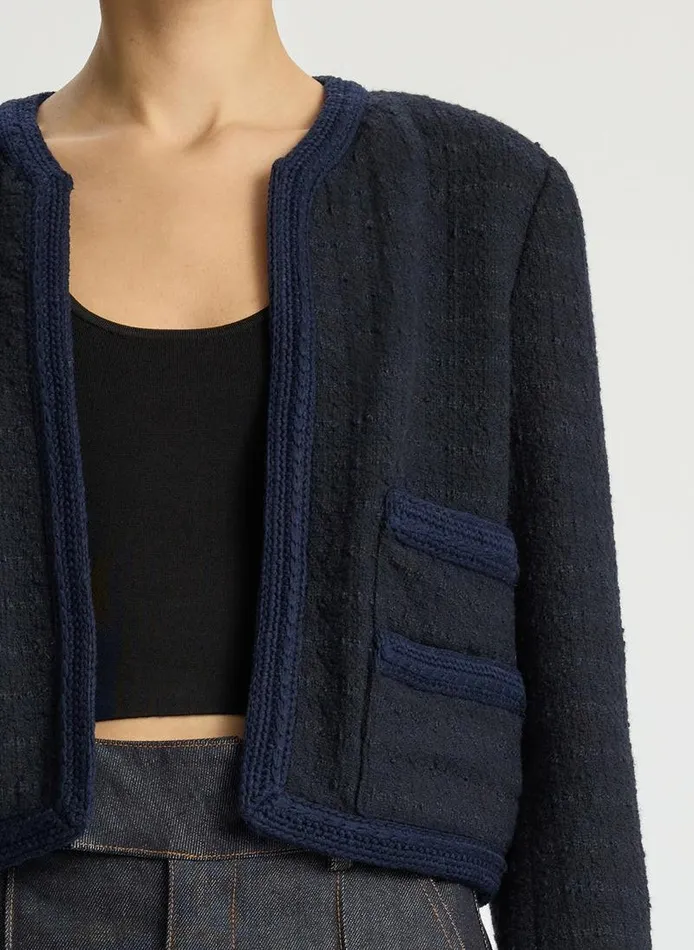 Swim Women ALC Ollie Cropped Tweed Jacket Maritime Navy Swim Women ALC Ollie Cropped Tweed Jacket Maritime Navy