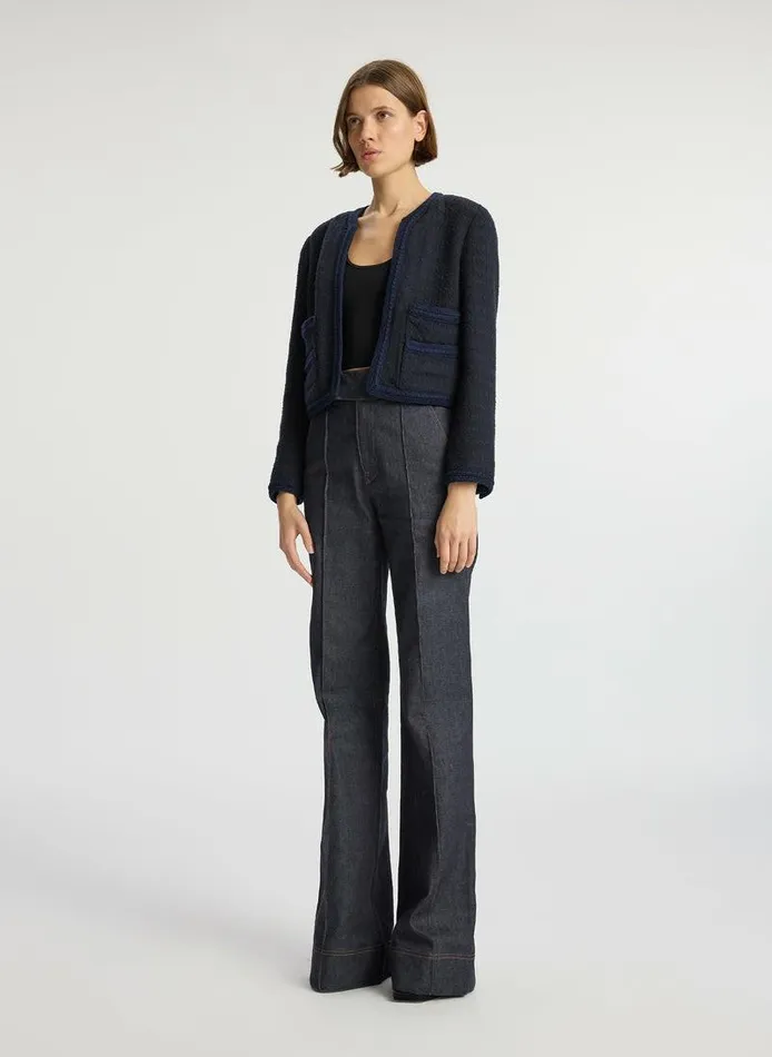 Swim Women ALC Ollie Cropped Tweed Jacket Maritime Navy Swim Women ALC Ollie Cropped Tweed Jacket Maritime Navy