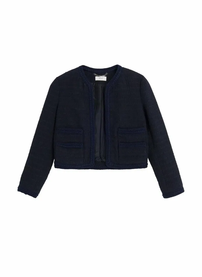 Swim Women ALC Ollie Cropped Tweed Jacket Maritime Navy Swim Women ALC Ollie Cropped Tweed Jacket Maritime Navy