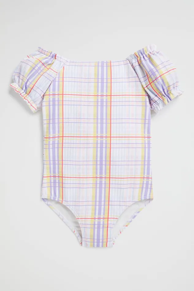 Swimwear Girl Seed Heritage Check Puff Sleeve Bather Multi