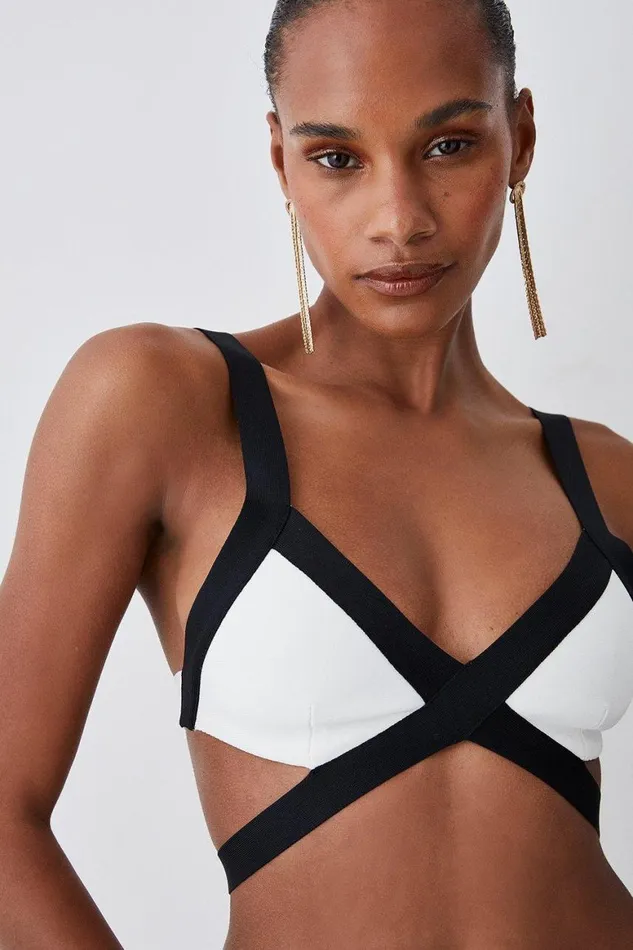 Swimwear Women Karen Millen Bandage Colour Block Strappy Bikini Top Mono