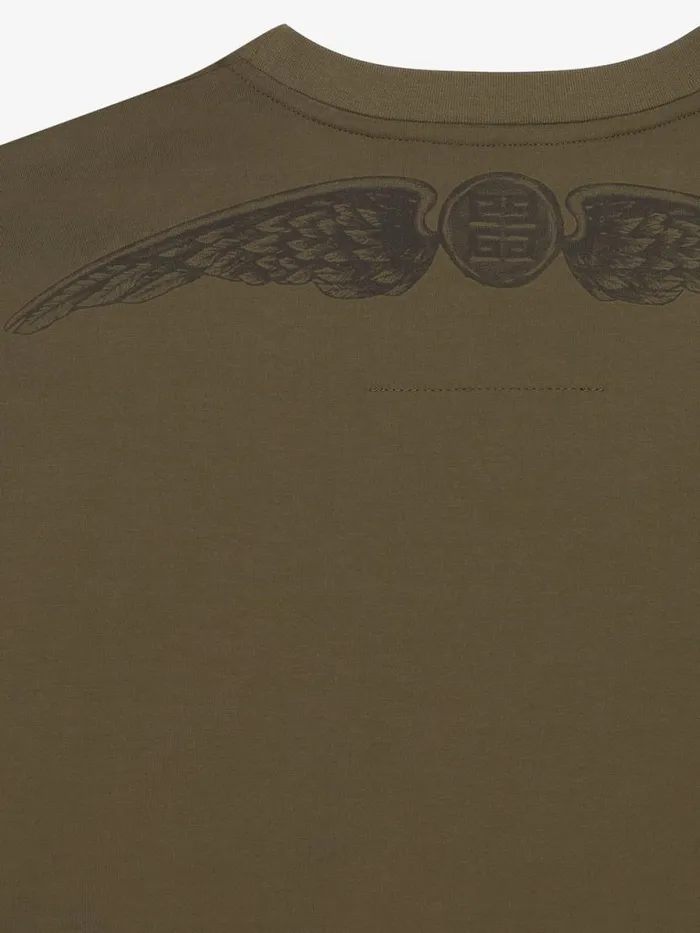TShirt In Cotton Wings Khaki Men Givenchy TShirts