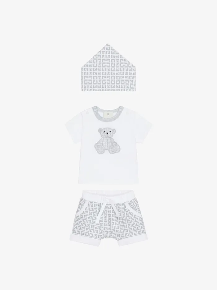 TShirt Shorts And Bandana Gift Set Greywhite Kids Givenchy