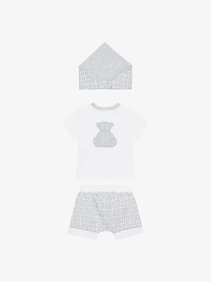 TShirt Shorts And Bandana Gift Set Greywhite Kids Givenchy
