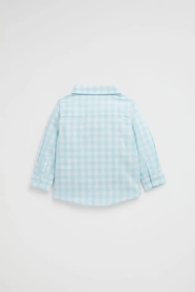 TShirts and Tops Baby Seed Heritage Check Linen Shirt Ocean Blue