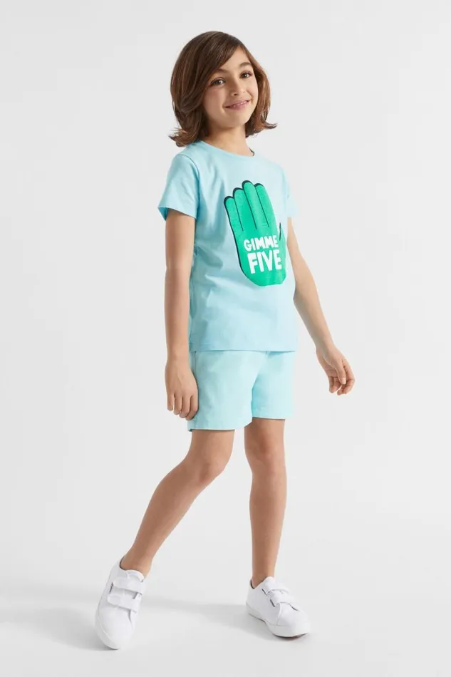 TShirts and Tops Boy Seed Heritage Slogan Tee Ocean Blue