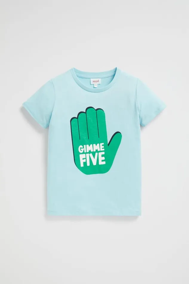 TShirts and Tops Boy Seed Heritage Slogan Tee Ocean Blue