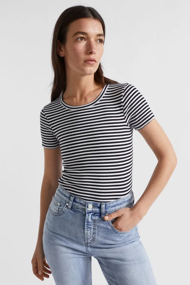 TShirts and Tops Woman Seed Heritage Core Rib Tee Mono Stripe