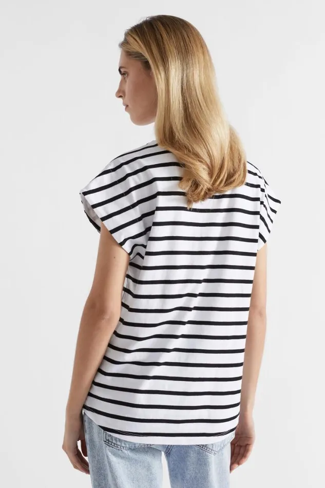 TShirts and Tops Woman Seed Heritage Extended Shoulder Tee Mono Stripe