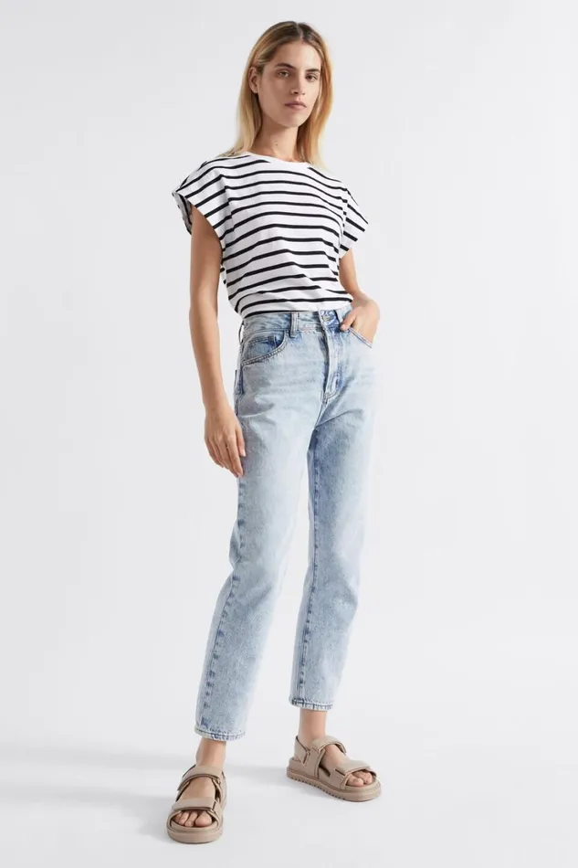 TShirts and Tops Woman Seed Heritage Extended Shoulder Tee Mono Stripe