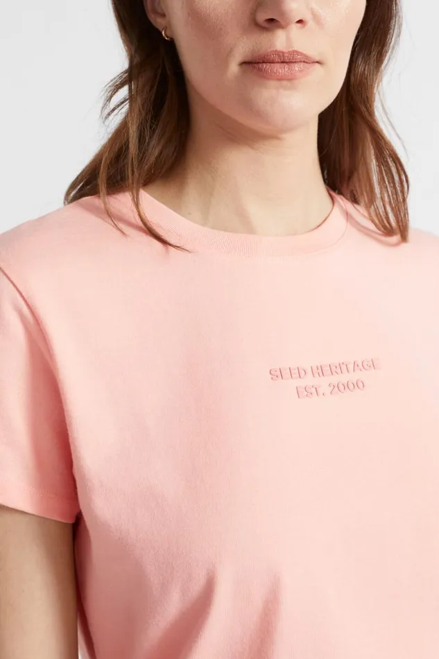 TShirts and Tops Woman Seed Heritage Logo Printed Crew Tee Tulip Pink