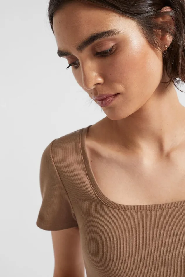 TShirts and Tops Woman Seed Heritage Square Neck Rib Tee Woodland