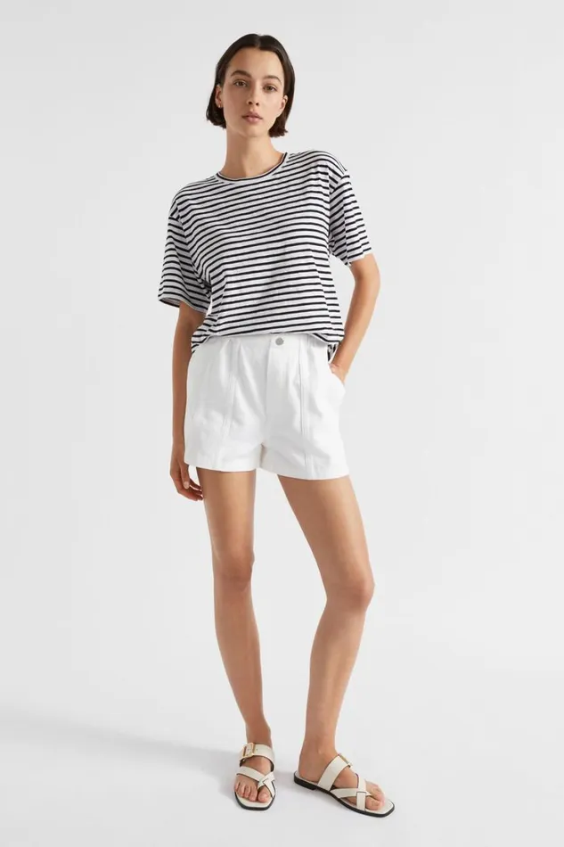 TShirts and Tops Woman Seed Heritage Stripe Boxy Tee Mono Stripe