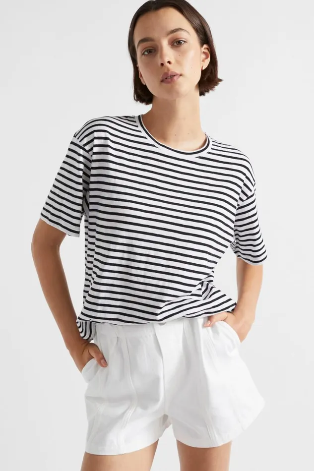 TShirts and Tops Woman Seed Heritage Stripe Boxy Tee Mono Stripe