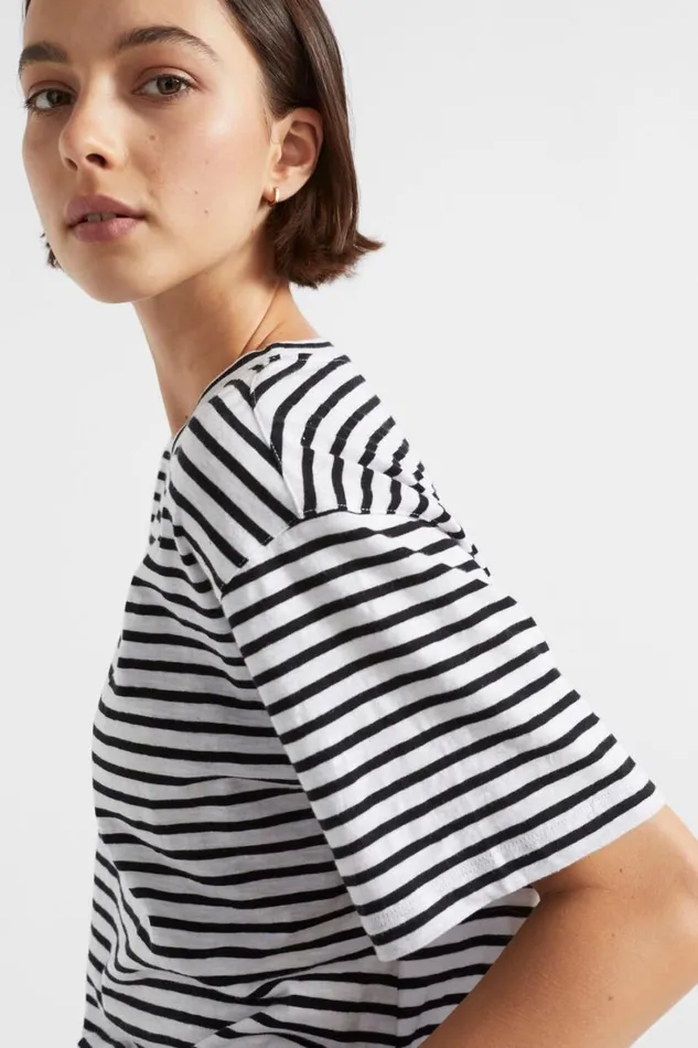 TShirts and Tops Woman Seed Heritage Stripe Boxy Tee Mono Stripe