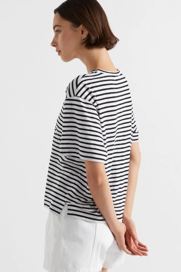 TShirts and Tops Woman Seed Heritage Stripe Boxy Tee Mono Stripe