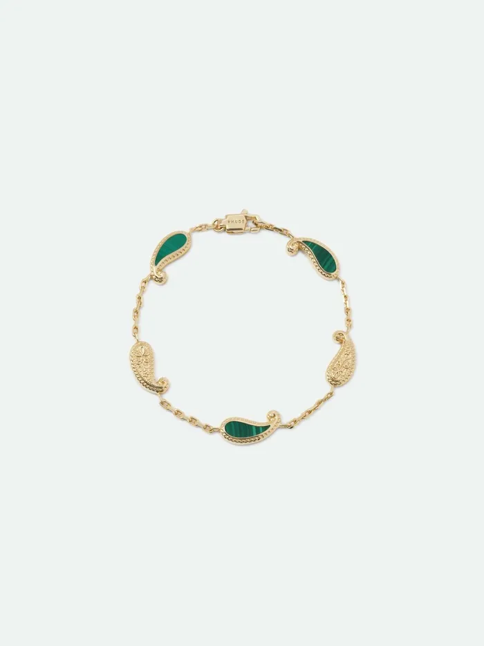TEARS OF JOY BRACELET 14K YELLOW GOLDMALACHITE Unisex Rhude Jewelry