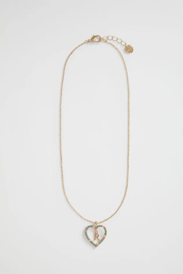 The AZ Of Initials Girl Seed Heritage Rainbow Heart Initial Necklace R