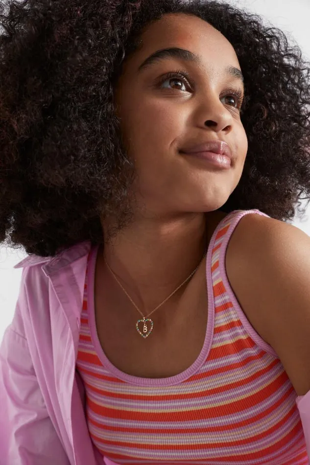 The AZ Of Initials Girl Seed Heritage Rainbow Heart Initial Necklace R