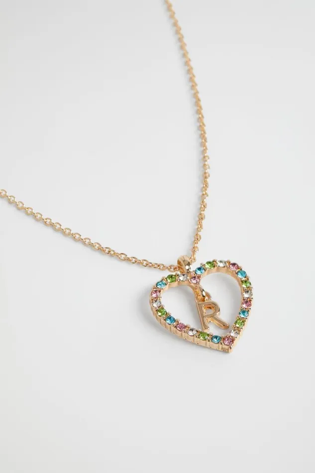 The AZ Of Initials Girl Seed Heritage Rainbow Heart Initial Necklace R