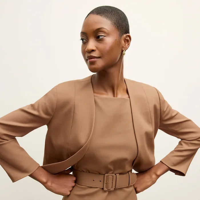 The Cynthia Dress 8211 Washable Wool Twill Camel Suiting M M LaFleur Women