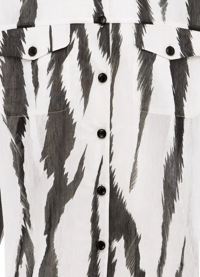 Tops and Shirts Women LEO LIN Brooklynn Linen Shirt 8211 Tiger Print In White