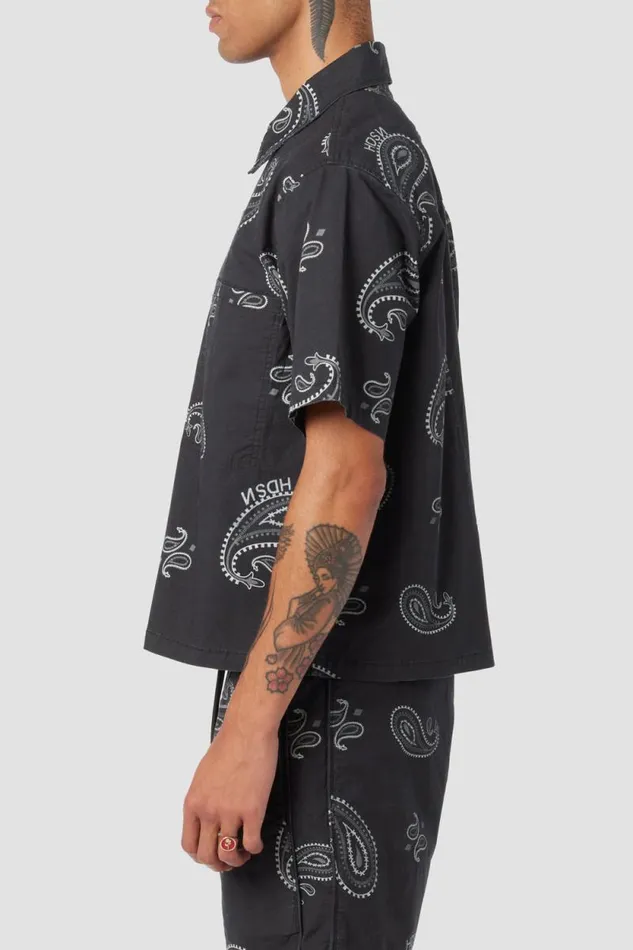 Tops and Sweaters Men Hudson Jeans Crop Shirt Black Bandana Tops and Sweaters Men Hudson Jeans Crop Shirt Black Bandana